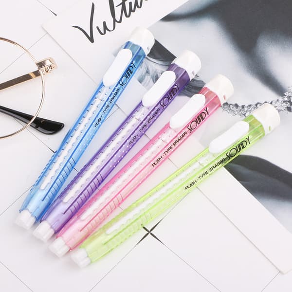 för Creative Mechanical Pen Shape Eraser Rubber Retractable Stationery School Su