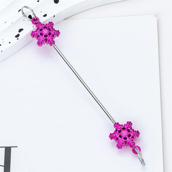 6 stk. Jule Snøfnugg Metallpynt DIY Vinterfest Dekorationssett Candy pink