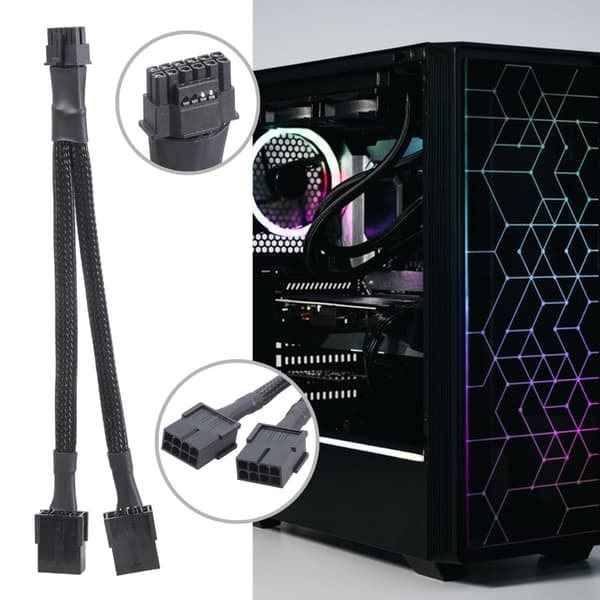 Dobbelt 8-pin hun til 12+4-pin han adapterkabel til RTX4070 4080 Stabil