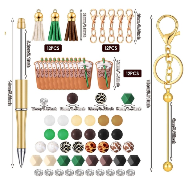 86st DIY Bead Kulspetspenna Set, inklusive Craft Pärlor, vridbara snapskrokar och färgglada tofsar för DIY julklapp