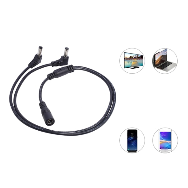 Power 1 hona till 2 vinklad hanvägsdelare Adapter Anslutning Pluggkabel 5,5 mmx2,1 mm 12V För CCTV-kamera LED-remsa