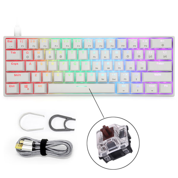 Skyloong GK61 Mekaniskt Gaming Mini Portabelt 60% Tangentbord RGB Bakgrundsbelyst Programmerbart HotSwap med 3Pin 5Pin för PC/för Ma
