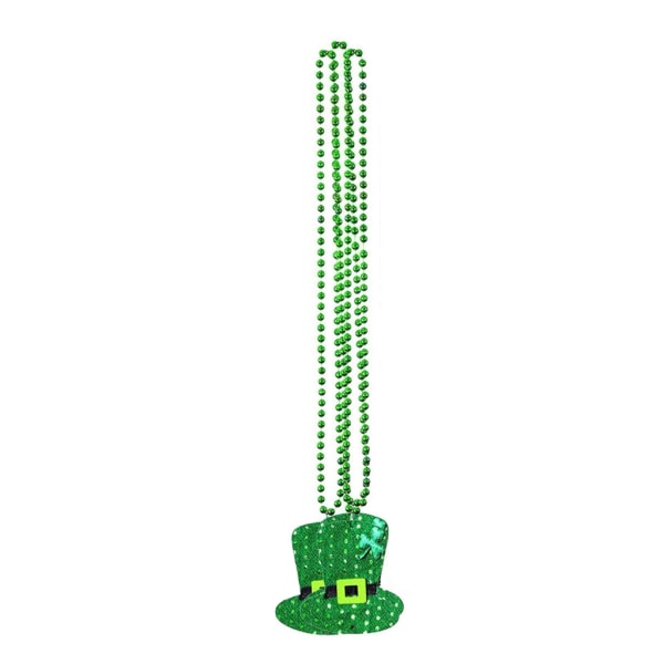 6st St. Patricks Day Shamrock Halsband Gröna pärlor Halsband Irish Day Festdekorationer Clover Letter Strand Smycken null - 4