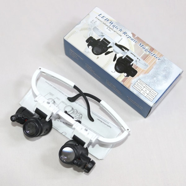 Uppgraderad kikare förstoringsglasögon med huvudmonterad förstoringsglas Pannband Förstoringsglasögon med LED-ljus Juvelerare Lupp 8X15X23X