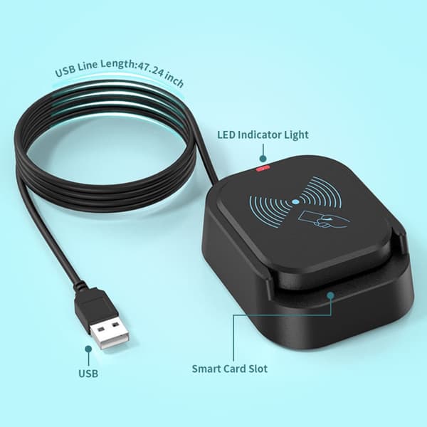 USB-läsare Enkel att använda Plug and Play för säker kortläsning Snabb kortåtkomst