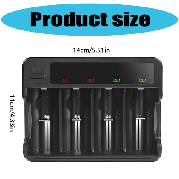 Universal AA 3A C D Batterilader for Ni Oppladbare Batterier USB