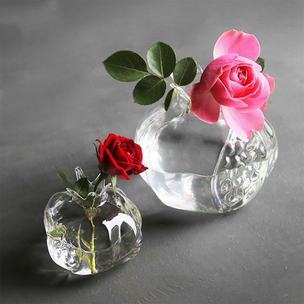 Granatäppleform Klart glas Vas Flaska Blomflaska Växter Flaska Glas Material för hemväxter Blomdekorationer S