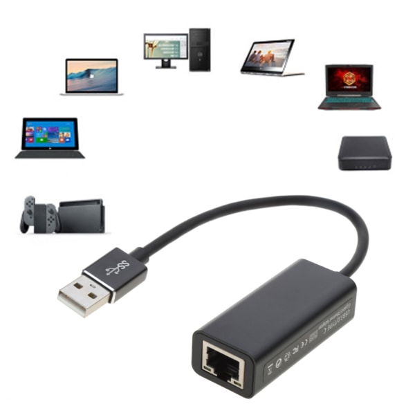 100 Mbps USB 3.0 Ethernet-nätverkskort för Switch PC Lan Connection Adapter Tillbehör