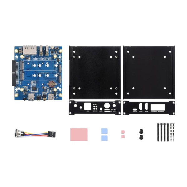 NAS Multifunktionell Minidator Designad för Raspberry Pi Module 4 (Ingår Ej), Nätverkslagring, 2xSSD-platser