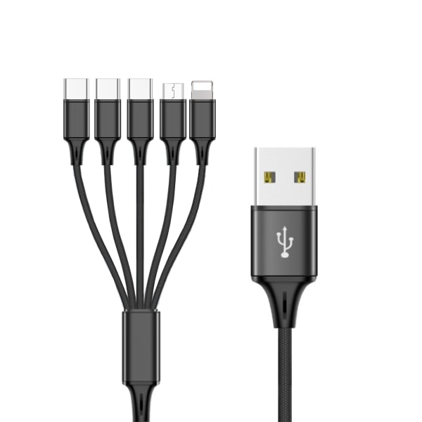 Multi laddningskabel USB splitterkabel 5 i 1 snabbladdningssladd med Type-C MicroUSB hanport för telefoner surfplattor 3ios1micro1typec 2m