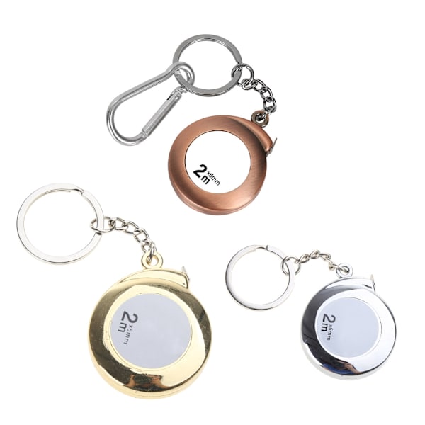 Mini måttband med nyckelring 2M infällbart måttband bärbart litet Silver