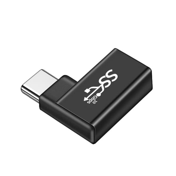 USB C - USB-sovitin 90 asteen kulmalla, pikalataus, plug and play