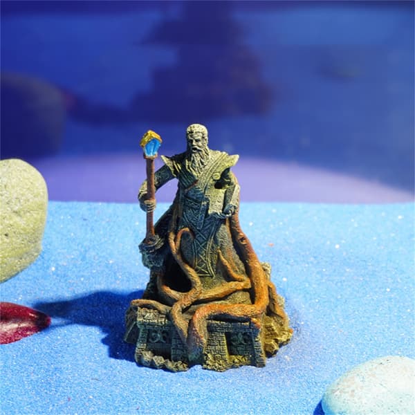 Realistisk trollmannstatue figur landskapsdekorasjon for akvarier og hage