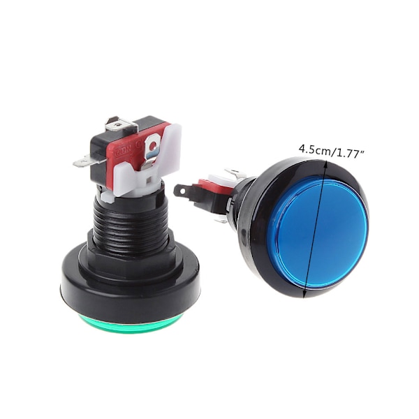 Speltryckknapp 45 mm rund 12V LED-belyst tryckknappsbrytare med mikrobrytare för arkadspel 5 färger Red