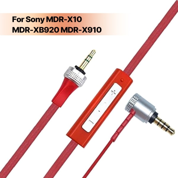 Ersättningsheadsetkabel 3,5 mm till 3,5 mm Aux-kabel med mikrofonvolymkontroll för MDRX10 MDRXB920 MDRX910 Headset Tertiary line
