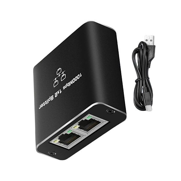 1000 Mbps Ethernet Splitter 1 til 2 for stabil netværksforbindelse med USB-strømkabel