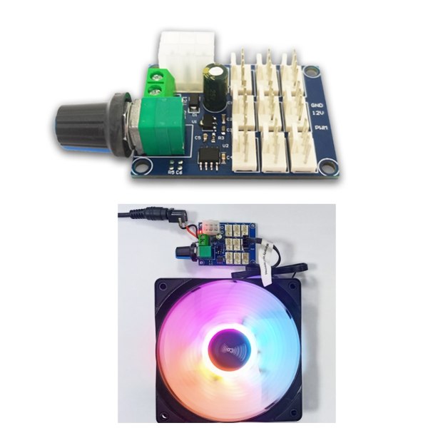 Flerkanalig fläktmotor hastighetsregulator PWM hastighetsregulator 12V 2A för PC-dator Chassifläkt