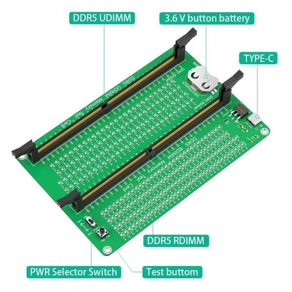 DDR5 RDIMM UDIMM Minnetester Testdiagnostikkort med LED-indikatorer