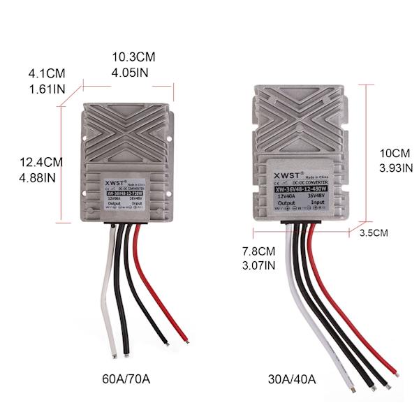 DC-omvandlare 48V 36V till 12V 30A 40A 60A 70A DC/DC Step Down Spänningsomvandlare Regulator Power Transformator 60A
