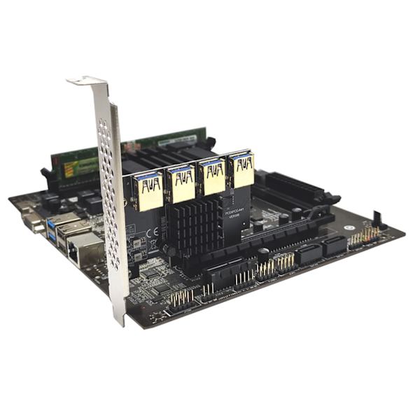 PCIE 1 till 4 gruvkontakter PCIE 4X till 4 USB3.0 PCIE för Express x16 Riser Expansion Card PCI för Express Multiplier 1