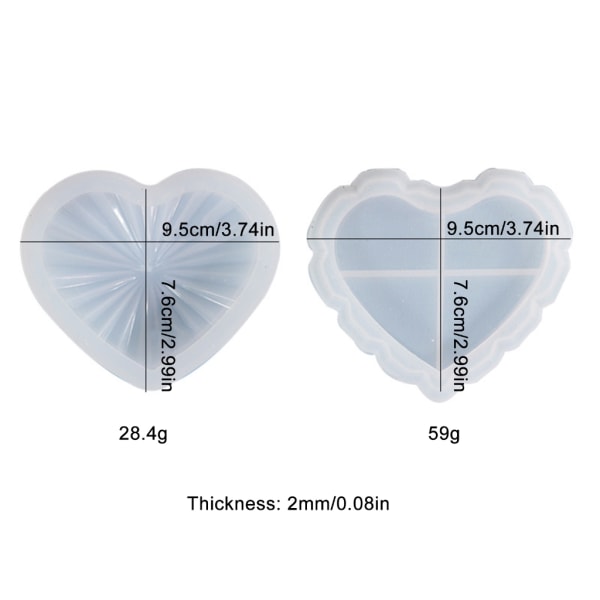 Hjärtformad DIY Kristall Epoxi Förvaringsbox Formar Case Molds Silikonformar Förvaringsbox Form Form