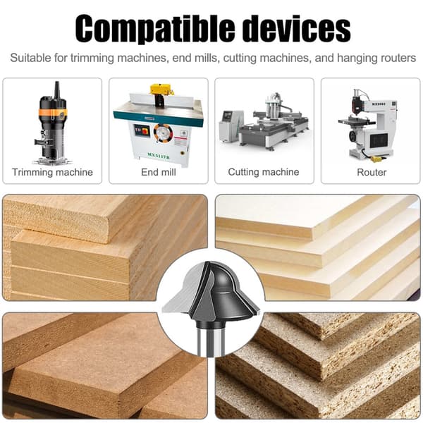 Solid Stål Rund Bunn V-Formet Fresekutter For Trebearbeiding Og Laminert Panel A