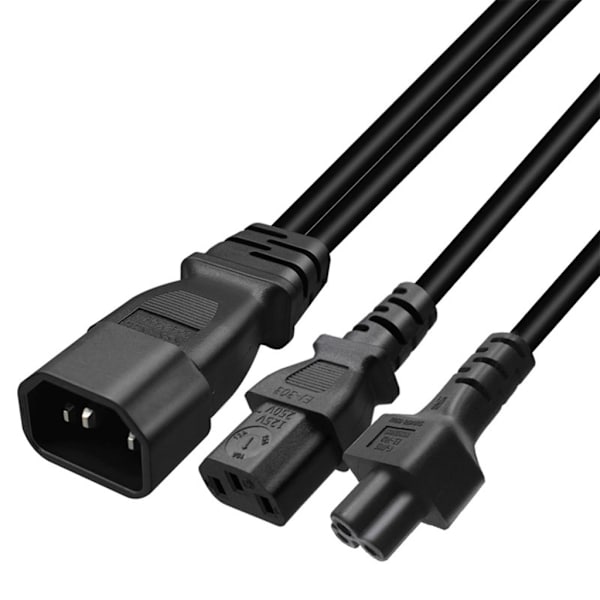 3-stifts IEC320-C14 hankontakt till IEC320-C13+C5 adaptersladd hona Y-splitter Power omvandlare