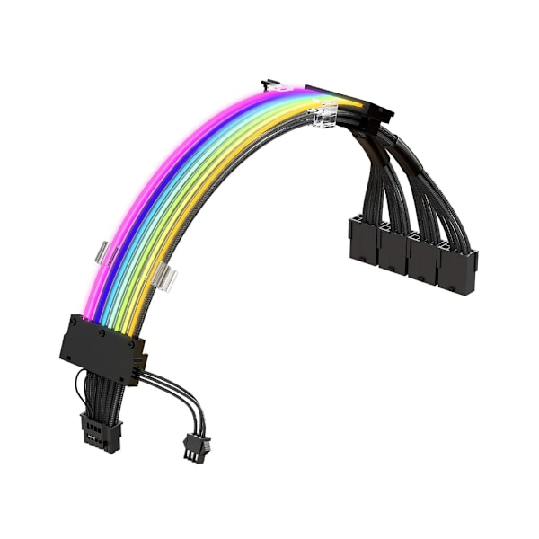 Flettet PCIE5.0 (16Pin / 12+4) 16AWG Sleeved High Current Strømkabel Udskiftning PCI-E5.0 Strømforsyningskabel Adapter