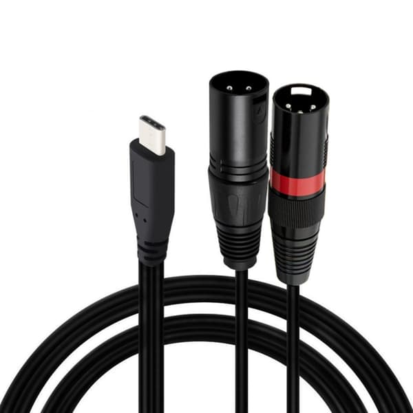 USB C til 2XLR hanlydlinjer til mixerkonsoller og forstærkere 100cm