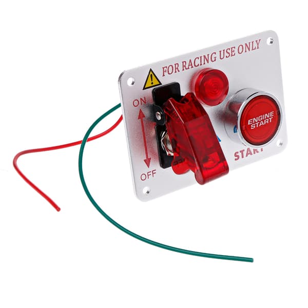 12V Racingbil Motor Start Trykknapp Tenningsbryter Panel Rød LED Vippebryter