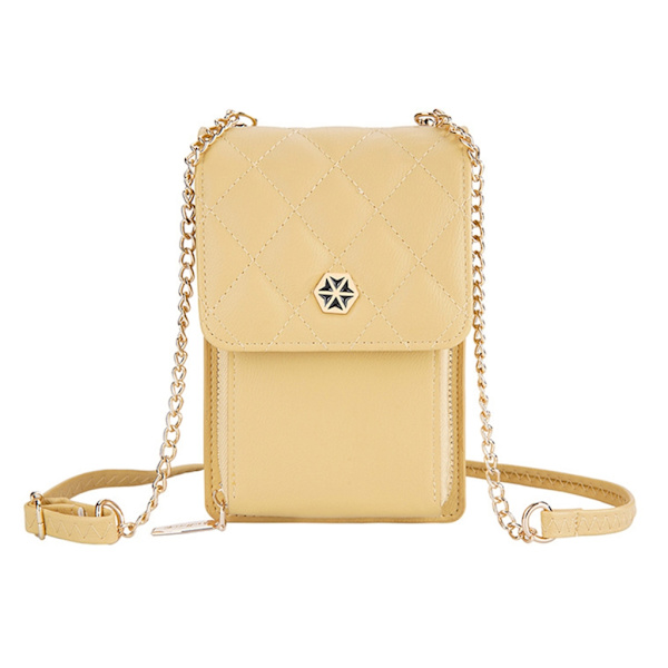 Kvinnor Plånbok Telefonväskor Korthållare Handväska Handväska Clutch Messenger Axelkedja Mobiltelefonväska Yellow