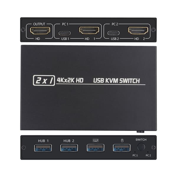 Stabil Transmission HDTV KVM Switch USB-hub til printer med ESD-beskyttelse