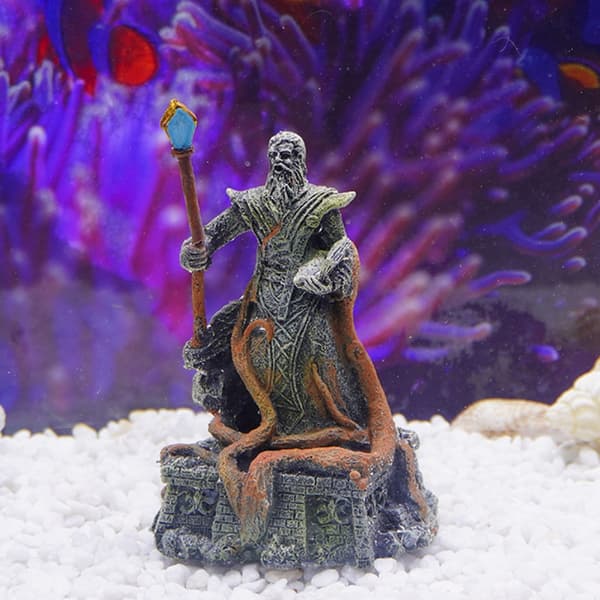 Realistisk trollmannstatue figur landskapsdekorasjon for akvarier og hage