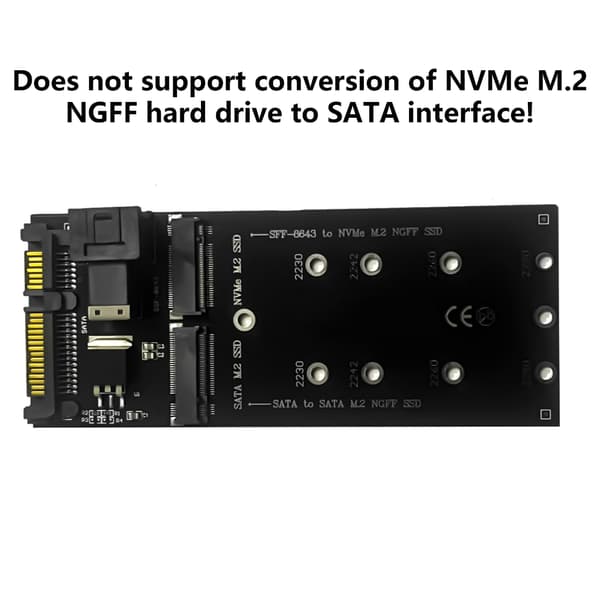 22Pin SATAs Adapter SFF-8643 til M.2 Kit NGFFs M-Key til NVME PCIe SSDs SATAs Kort