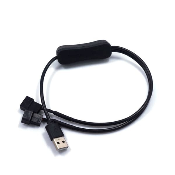 USB til 3 / 4-bens PWM 5V USB-kabel til blæserstrømadapter med tænd/sluk-kontakt