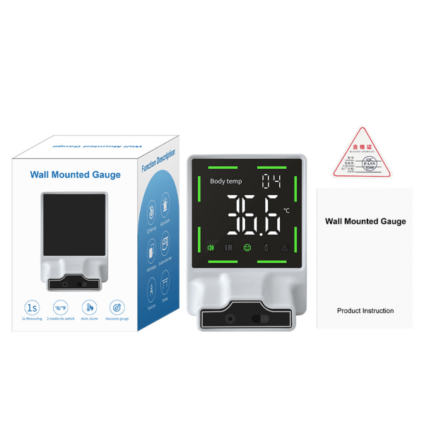 Väggmonterad Termometer Beröringsfri Infraröd Panna Digital Termometer Exakt Direktavläsning LCD-Display för Köpcentrum