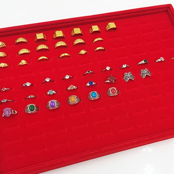 100 fack Ringar Visningsbricka Infoga ringbrickor Ringinsats Displaybrickor Vitrine Display Organizer Smyckesbrickor Black
