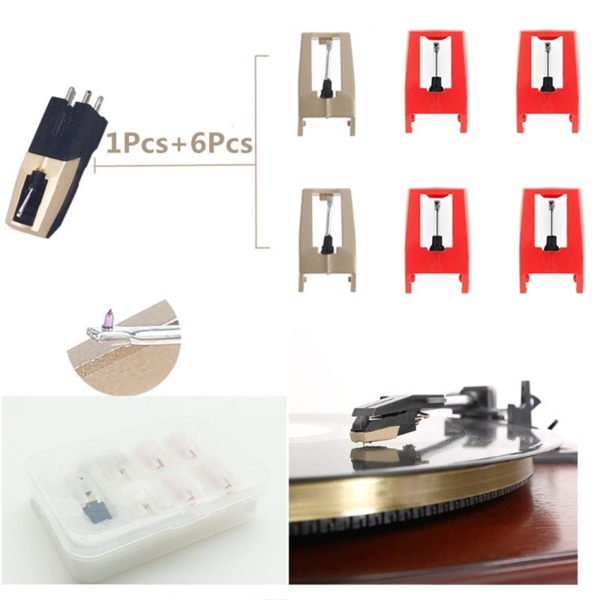 7-pack grammofonskiva magnetisk patron penna med för LP vinyl nål tillbehör för fonograf skivspelare stylus