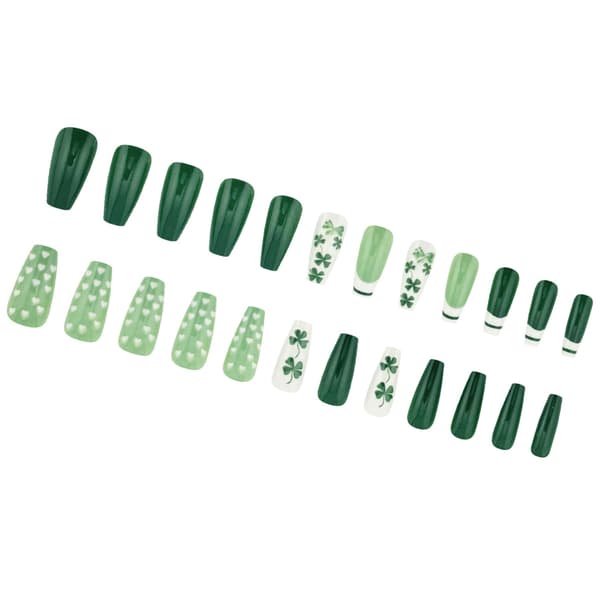 Patrick's Day Press on Nail Medium Shamrock French Style Ballet False Nail
