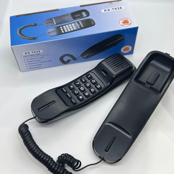 KX-T638 Minitelefon Skrivbord och väggmonterad sladdtelefon Fasta hemtelefoner med Paus Mute och återuppringning Red