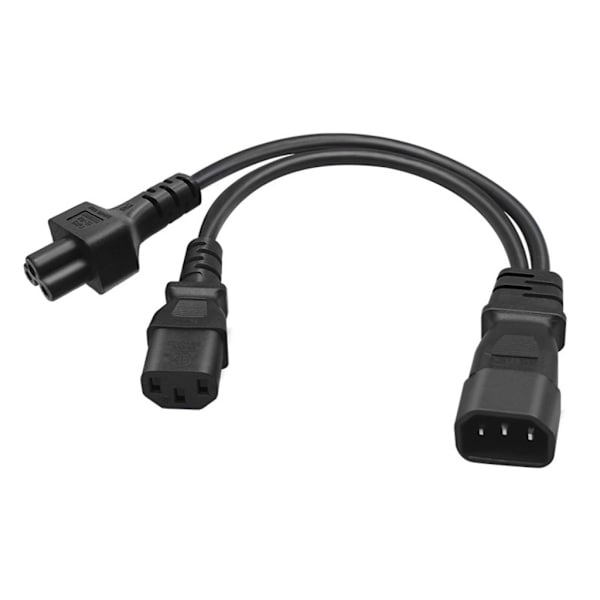 3-stifts IEC320-C14 hankontakt till IEC320-C13+C5 adaptersladd hona Y-splitter Power omvandlare