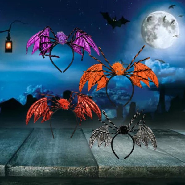 Halloween Spider Pannband Vuxna Barn Dress Up Wing Huvudbonader Håraccessoarer till festivalkostymer Rekvisita Orange