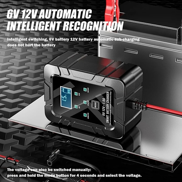 Automatisk 6V 12V Batterivedligeholder til Biler Motorcykler RV'er med Hurtig Opladning
