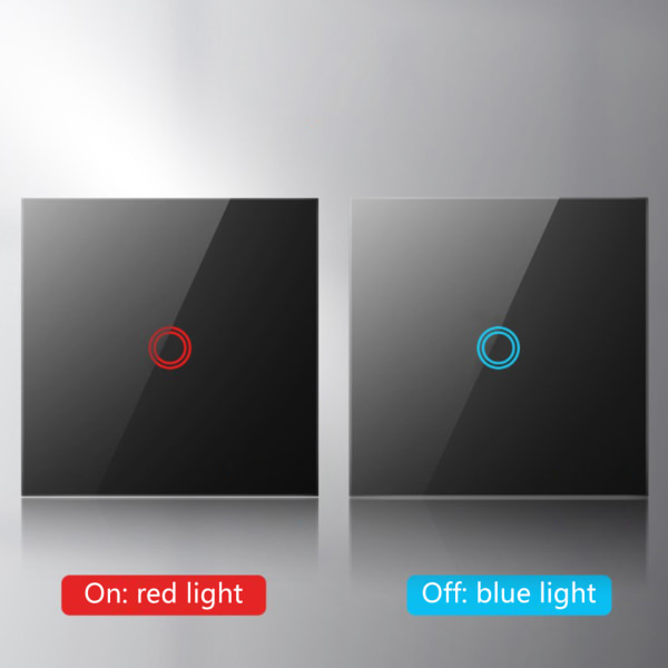 Ljusbrytare Panel av härdat glas för Touch Light Switch 1/2/3 Gang 1 Way med indikatorljusvägg för Touch Switch Whi Black 1