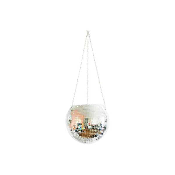 Spegel Disco Ball Hängande planteringskorg Glänsande blomkruka Fönster växthållare Silver 15cm