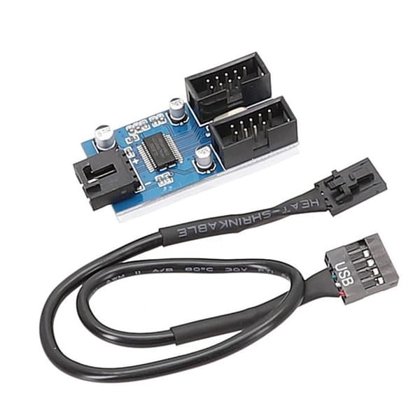 USB2.0 Hunn til 2 Hunn USB 9Pin Intern Kabel 9Pin Koblinger Adapter Port