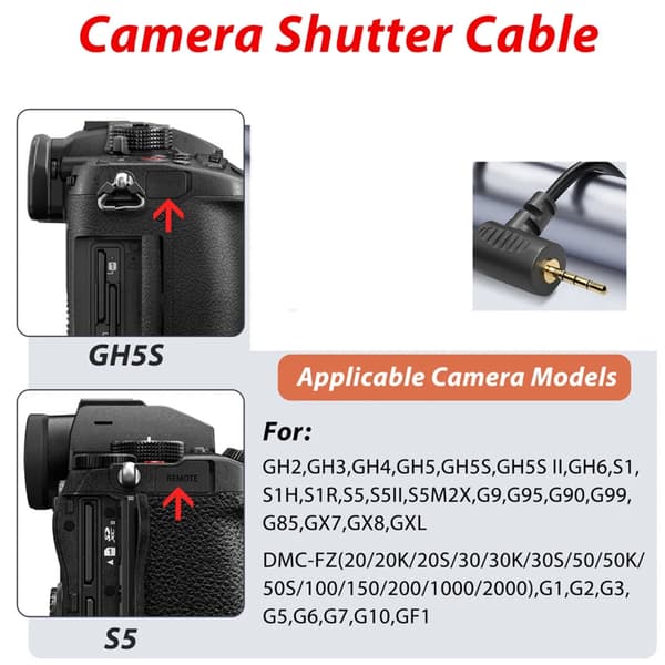 USB C til 2,5 mm udløserkabel erstatning til GH6 GH4/5/6/7 S5II G95