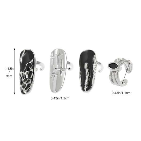 Star Irregular Pattern Fingertop Nagelring Justerbar öppning Fingernagelring Punk Nagelring Smycken Nageldekorationer