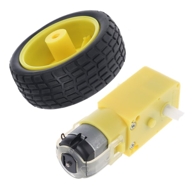 1 Set för Smart Car Robot Plast Tire Wheel Däck med DC3-6V växelmotor