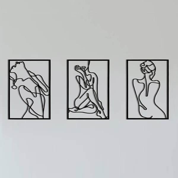 Metall Minimalistisk Kvinnor Kroppsram Skylt Väggkonstdekor Dekorativ prydnadsmodell för sovsal Restaurang Sovrumsinredning